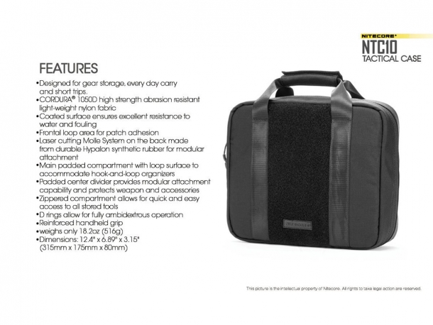 Nitecore NTC10, NEB10 and NEB20: the unexpected tactical bags The main features of the Nitecore NTC10 Tactical Bag