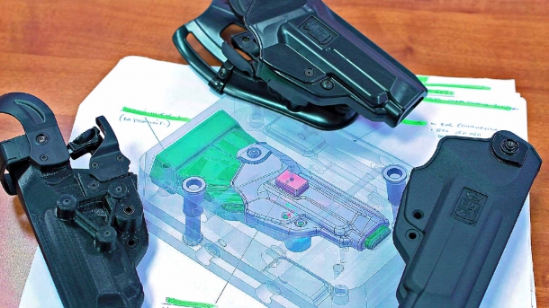 Holsters design detail: the classic RADAR leather and cordura holsters lines was matched by modern polymer holsters in the 2000s