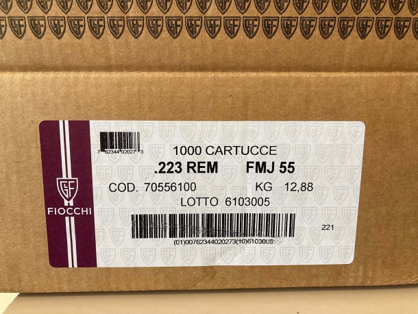 Fiocchi Munizioni calibro .223 Remington: richiamo d'urgenza per un lotto! Il numero di lotto è verificabile sulle scatole da 1000 cartucce