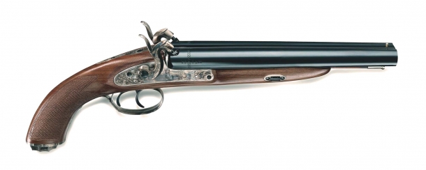 La Banda Grossi: le armi storiche Pedersoli ancora sul grande schermo! Pistola avancarica Howdah Hunter