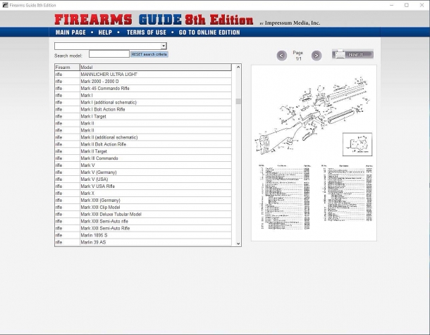 Firearms Guide: l'ottava edizione è su USB! Un'altra caratteristica della Firearms Guide: gli esplosi tecnici