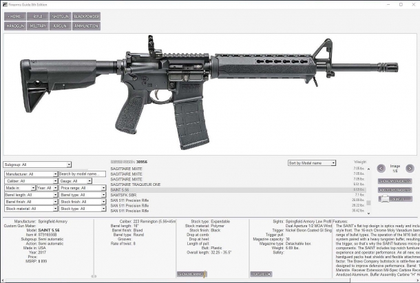 Firearms Guide: l'ottava edizione è su USB! La tipica scheda della Firearms Guide per un'arma sportiva moderna...