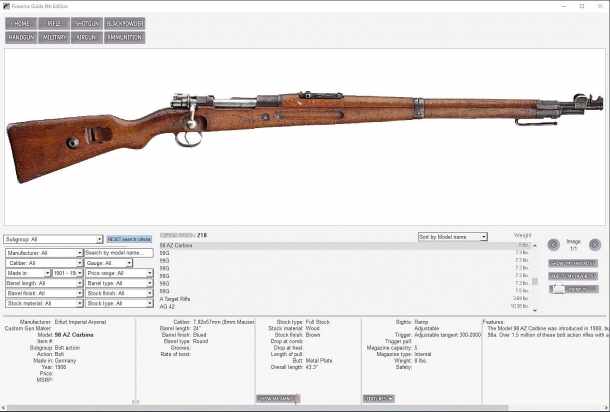Firearms Guide: l'ottava edizione è su USB! Oltre alle armi moderne, la Firearms Guide copre le armi antiche e classiche