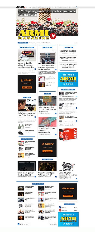 Armi Magazine lancia il nuovo sito La struttura della Homepage del sito