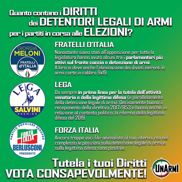 UNARMI valuta i partiti in vista delle elezioni UNARMI valuta i partiti in vista delle elezioni