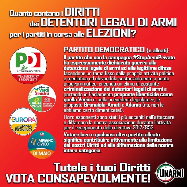 UNARMI valuta i partiti in vista delle elezioni UNARMI valuta i partiti in vista delle elezioni