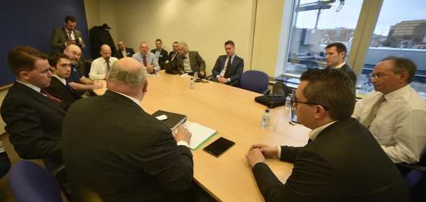 Firearms United members holding a meeting before the conference