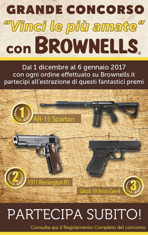VINCI LE PIÙ AMATE! Concorso Brownells Italia La locandina del concorso "Vinci le più amate" di Brownells Italia