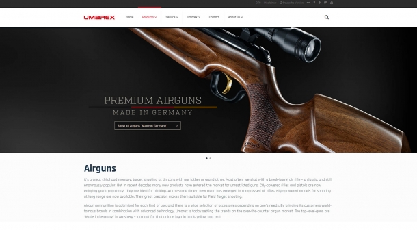 The new Umarex website is clean and stylish