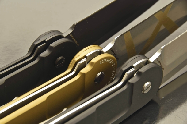 A close-up of the liner-lock that holds the blade open