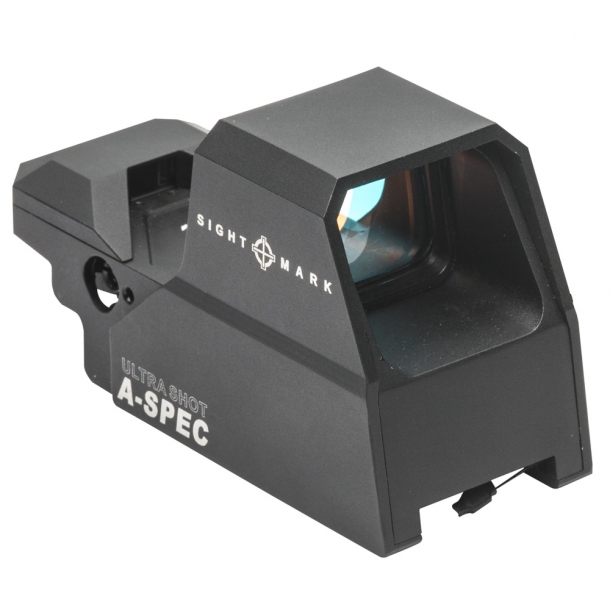 Sightmark RAM Ultra Shot line of reflex sights The Sightmark A-Spec reflex sight is shockproof and shielded by a sturdy aluminum alloy housing and protective aluminum shield