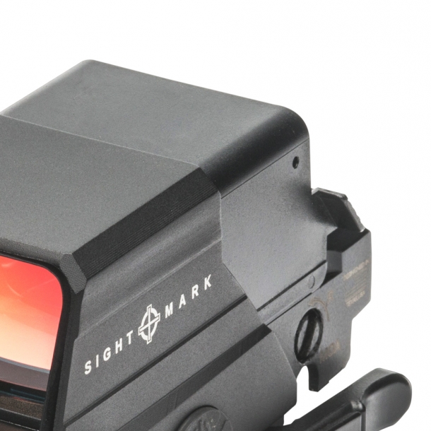 Sightmark RAM Ultra Shot line of reflex sights An integrated retractable sunshade reduces lens glare and protects the optic during rain or snow.