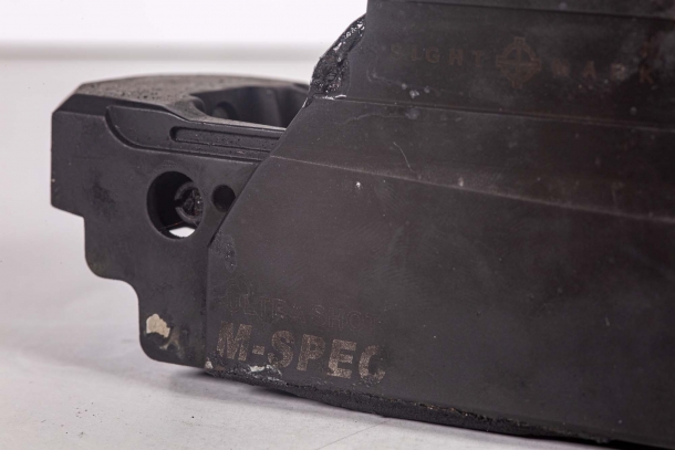 A burned Sightmark Ultra Shot M-Spec reflex sight: nearly indestructible! A burned Sightmark Ultra Shot M-Spec reflex sight: nearly indestructible!