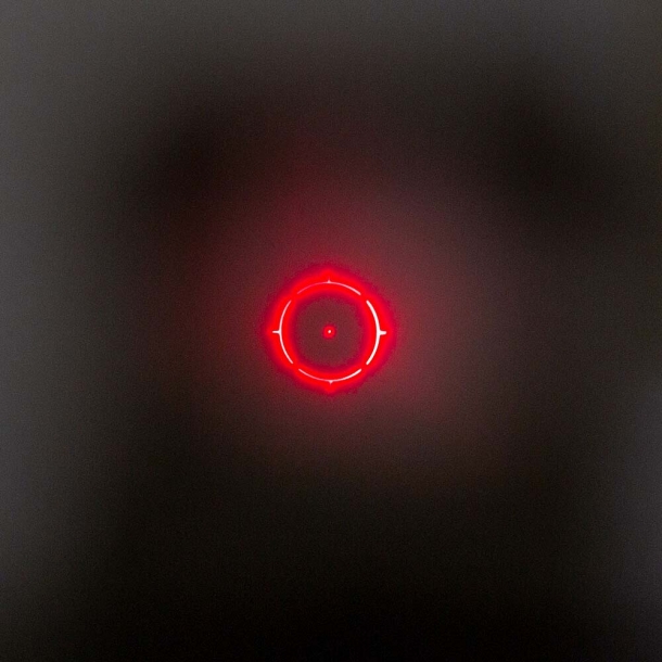 A burned Sightmark Ultra Shot M-Spec reflex sight: nearly indestructible! The optics red dot recovered after the fire accident: regularly functioning, at least for what concerns the electornics