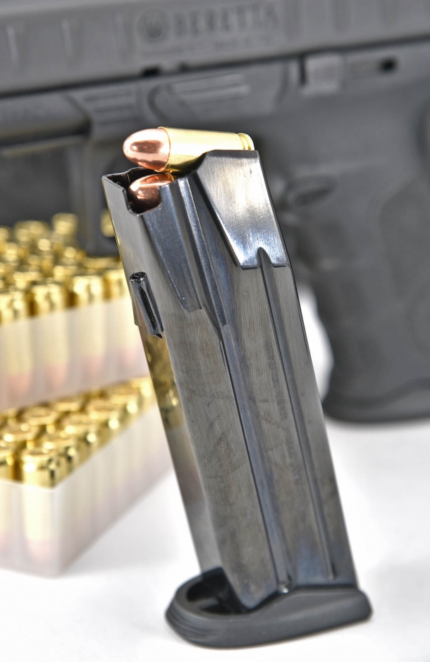The Beretta APX Combat shares the same 10-rounds and 15-rounds magazines with the baseline APX model