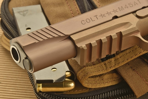 The Picatinny accessories rail is machined on the slide