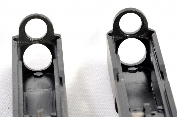 Glock G19 Gen5 calibro 9mm si nota a destra il carrello della Glock G19 Gen 5, dotato della fresatura bilaterale occorrente al funzionamento della nuova leva arresto carrello