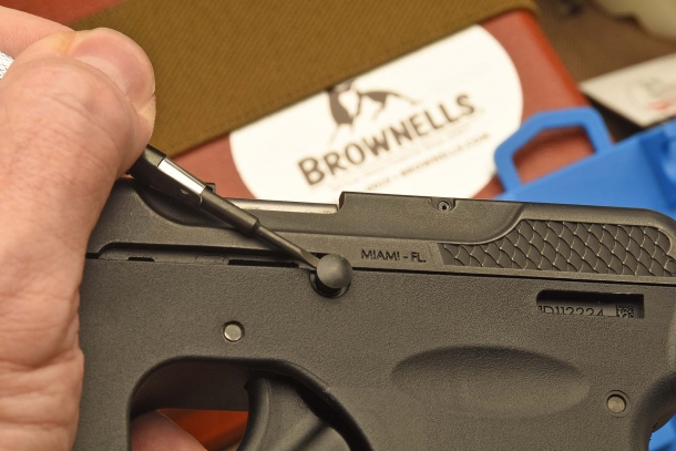 The Taurus Curve strips by removing a single cross pin that holds the slide group on to the frame