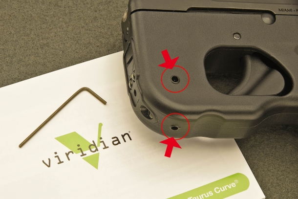 Taurus 180 Curve pocket pistol A small set screw allows adjustment of the red dot laser sight