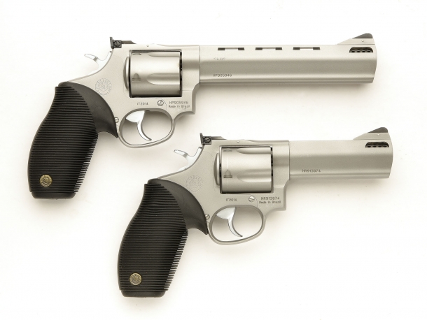Right side of the two Taurus Tracker .44 Magnum National Match revolvers