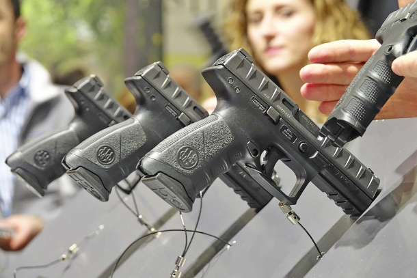 The Beretta APX pistol on display at the 2017 edition of the HIT Show