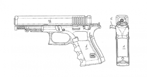 Glock 46: arriva un'austriaca rototraslante? Il sistema di smontaggio della Glock 46, come riportato sul brevetto