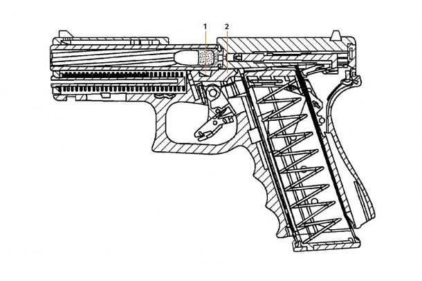 Glock 46: arriva un'austriaca rototraslante? Lo schema tecnico della Glock 46, come riportato sul brevetto