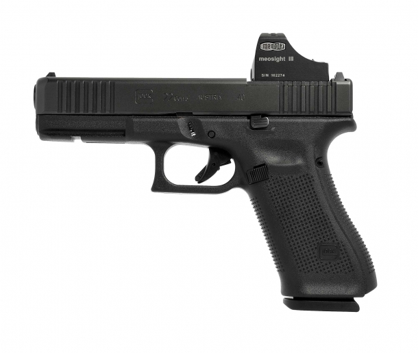 Glock 22, 23 e 27 Gen5: la nuova generazione delle pistole calibro .40 Pistola Glock 22 Gen5 .40 Smith & Wesson in configurazione MOS, lato sinistro