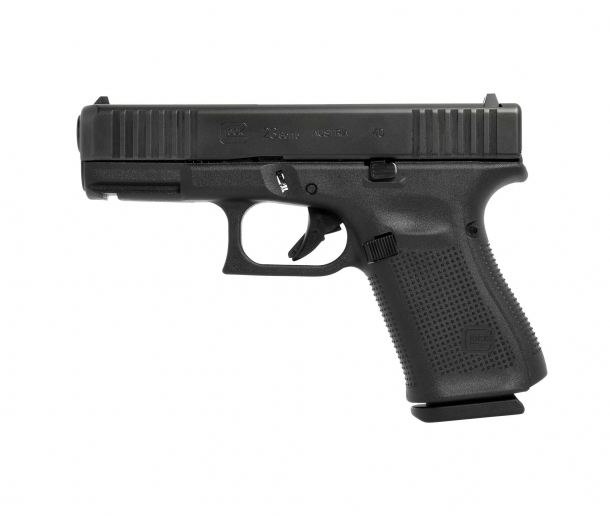 Glock 22, 23 e 27 Gen5: la nuova generazione delle pistole calibro .40 Pistola Glock 23 Gen5 .40 Smith & Wesson, lato sinistro