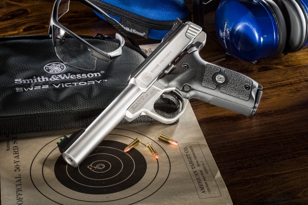 Smith & Wesson launches the SW22 Victory Target model pistol The SW22 Victory Target pistol is constructed on a single-action, enclosed hammer-fired, blowback semi-automatic design