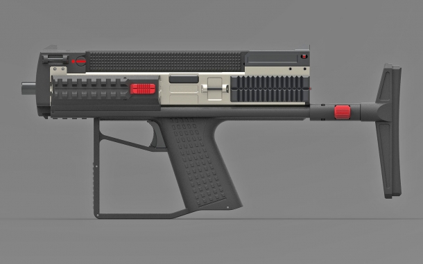 La pistola Bullpup di Tecnostudio Engineering a IWA 2018 La Bullpup Pistol TSE con calciolo collassabile