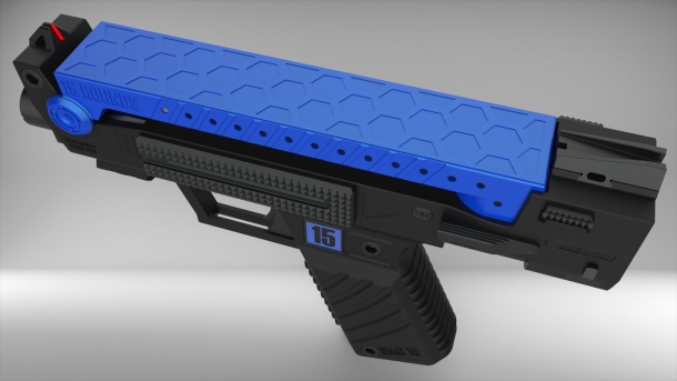 Tecnostudio's perspective bullpup pistol should feed from a top-mounted double-stack magazine with a rotary dispenser, FN P90-style