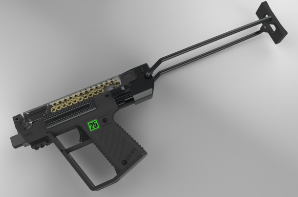 The select-fire pistol version should include a folding wire stock and an enlarged grip guard