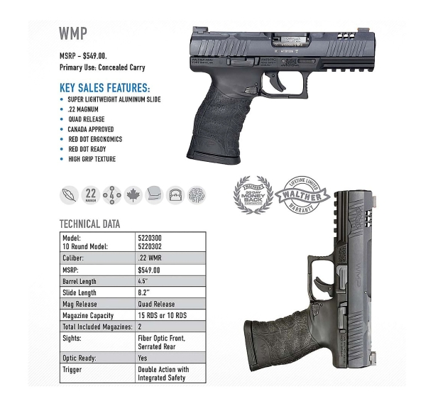 Walther introduces the WMP pistol in .22 Winchester Magnum Rimfire Walther introduces the WMP pistol in .22 Winchester Magnum Rimfire