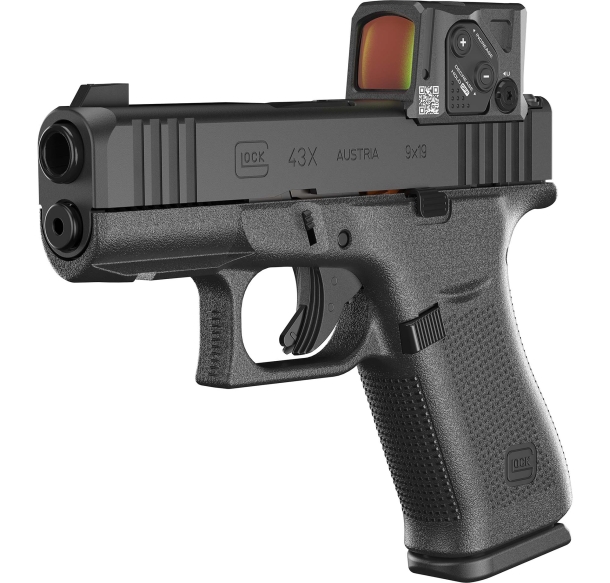 Glock concealed carry pistols with Aimpoint COA red dot sight Glock 43X pistol with Aimpoint COA red dot sight