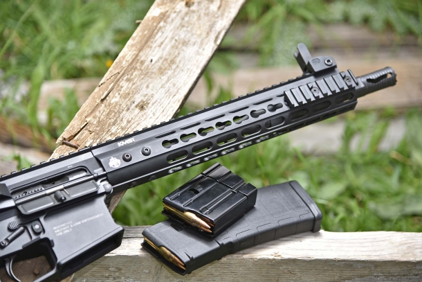 A close-up view of the KeyMod forend