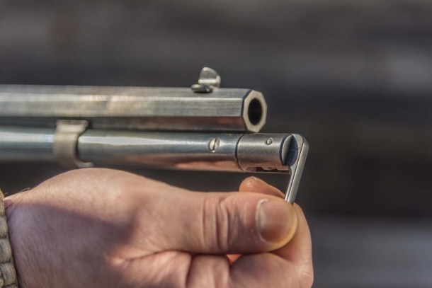 Chiappa 1892 lever action rifle 2 - Rotating the lever, unscrew the magazine from its seat