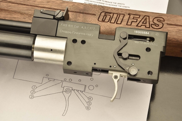 Left side view of the action, open