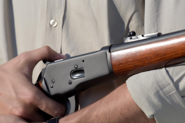 Chiappa Firearms 1892 Trapper Skinner lever action carbine View of the frame, with the loading port