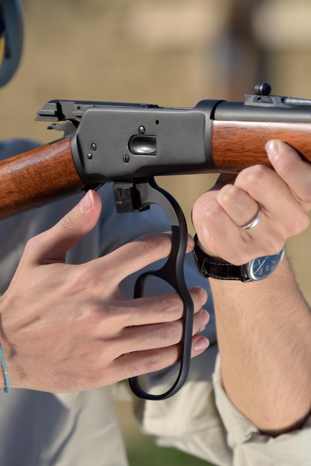 Chiappa Firearms 1892 Trapper Skinner lever action carbine The lever-action... in action. The hand loop is quite comfortable