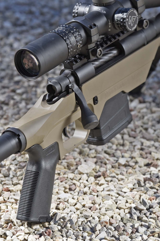 The Mossberg MVP LC rifle features a Magpul MOE pistol grip