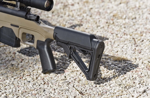 The Magpul CTR Mil-Spec stock, collapsed