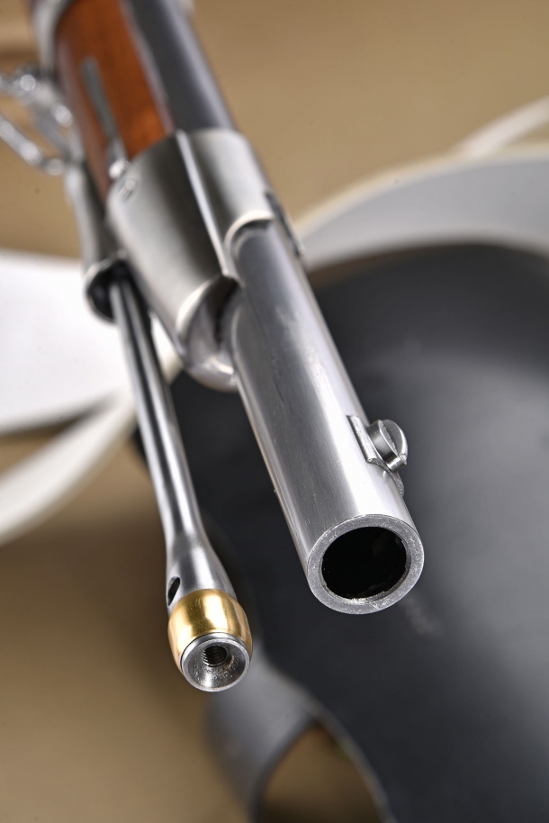 Detail of the muzzle and the fron sight