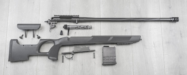 Sabatti Urban Sniper rifle The Sabatti Urban Sniper rifle, disassembled