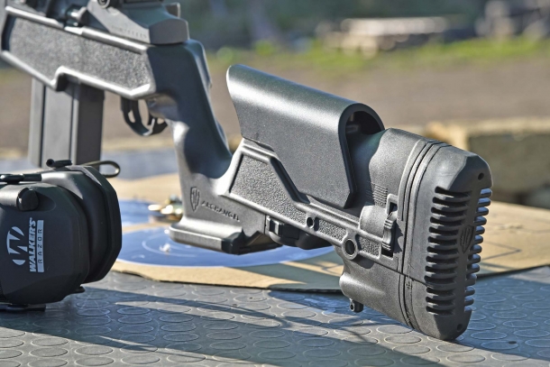 The adjustable Archangel AAM1A stock of the rifle