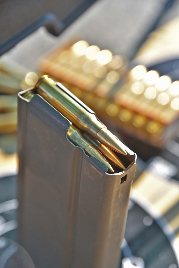 The sheet metal 20 rounds magazine of the SDM M25 Sniper System rifle