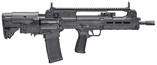Springfield Armory introduces the Hellion semi-automatic bull-pup rifle Springfield Armory Hellion 5.56x45mm bull-pup semi-automatic rifle – right side