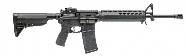 Springfield Armory SAINT, the new 5.56mm semiauto rifle Springfield Armory's new SAINT rifle, seen from the right side
