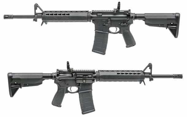 Springfield Armory SAINT, the new 5.56mm semiauto rifle The SAINT rifle comes with an A2 fixed front post sight and a flip-up, adjustable rear sight