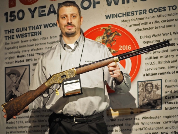 1866-2016: Winchester 150 years anniversary The Winchester 1866 commemorative rifle presented this year at SHOT Show